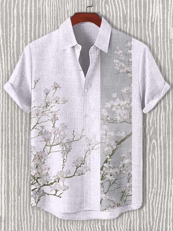 Men's Magnolia Flower Japanese Art Print Shirt