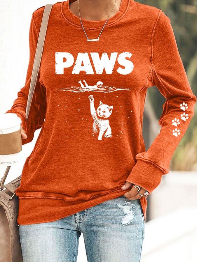 Women's Paws Cat Print Sweatshirt