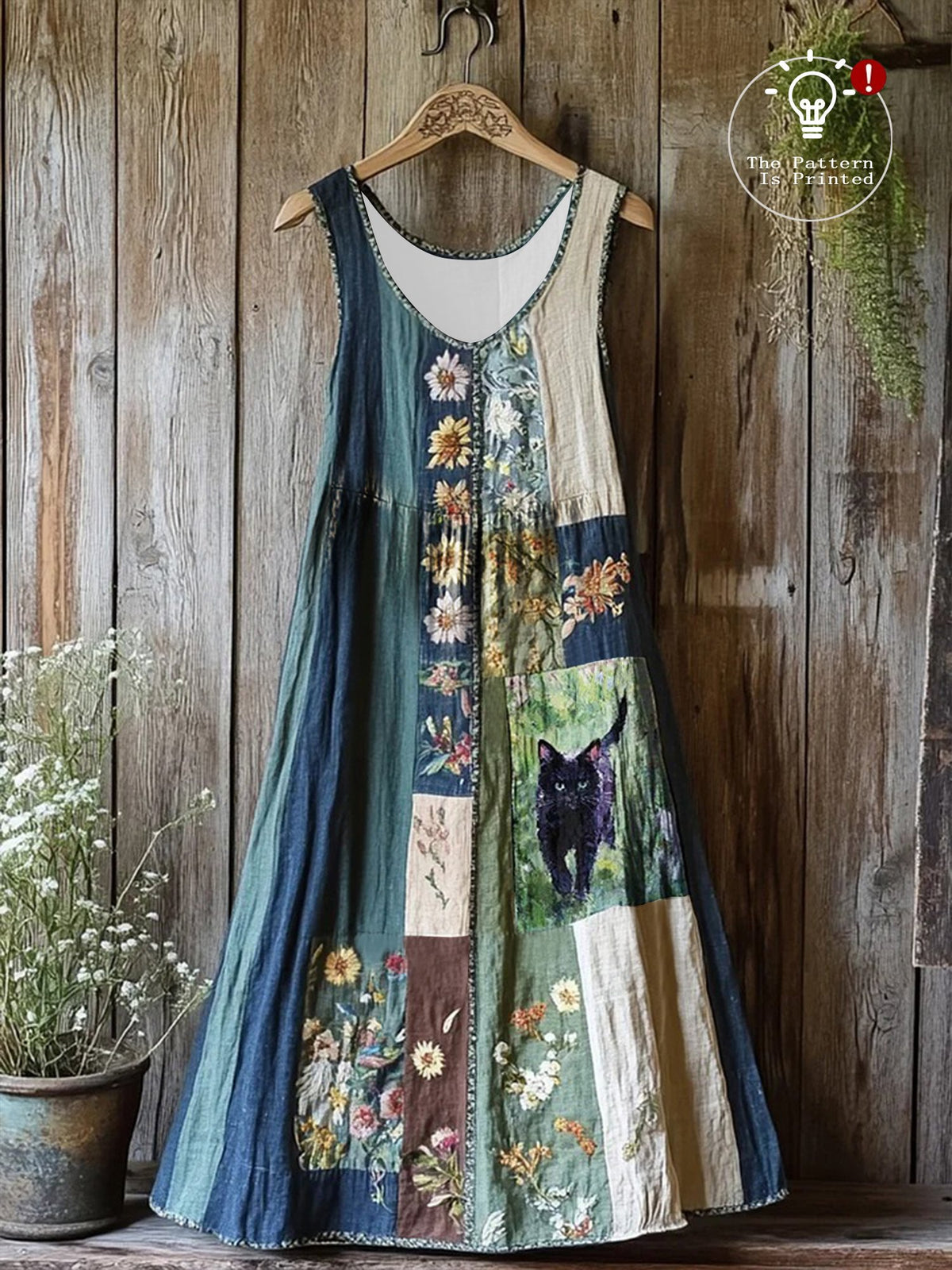 Women's Cute Cat Sleeveless Round Neck Dress