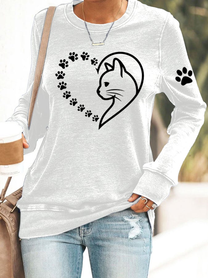 Women's Heart Paw Print Sweatshirt