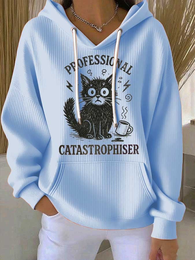 Women's Professional Disaster Cat Print T-Shirt