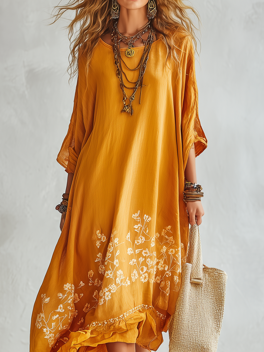 Bohemian-style Mustard Yellow Dress