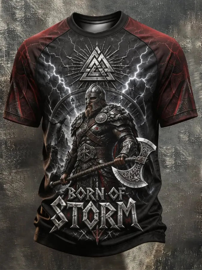 Men's Vintage Viking-Print T-Shirt
