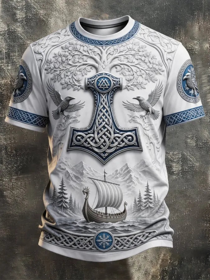 Men's Vintage Viking-Print T-Shirt