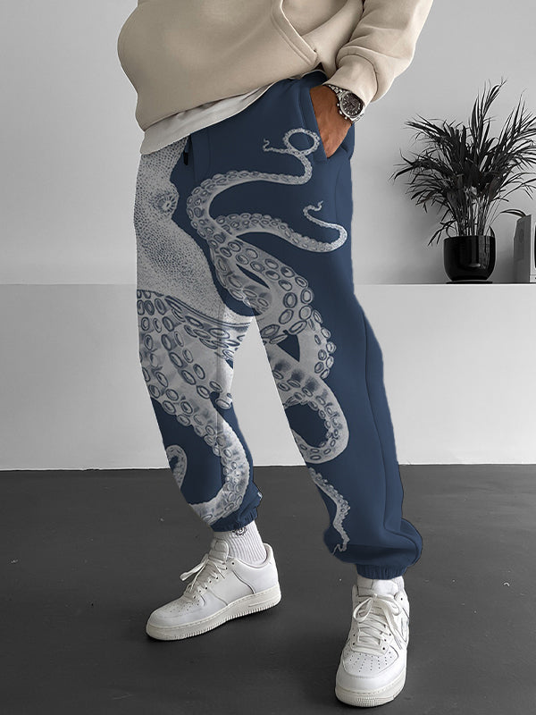 Men's Japanese Art Octopus Graphic Printed Casual Sweatpants