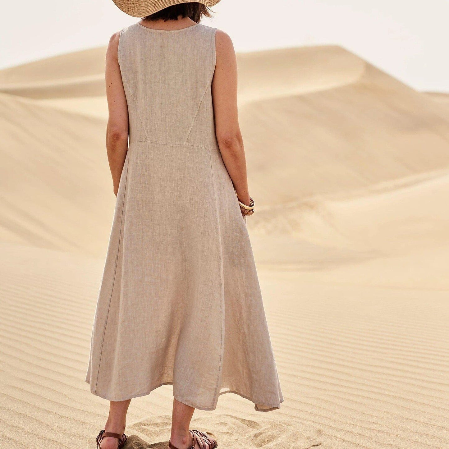 š„Last Day 50% Off Sale! Women's Sleeveless Cotton And Linen Dress