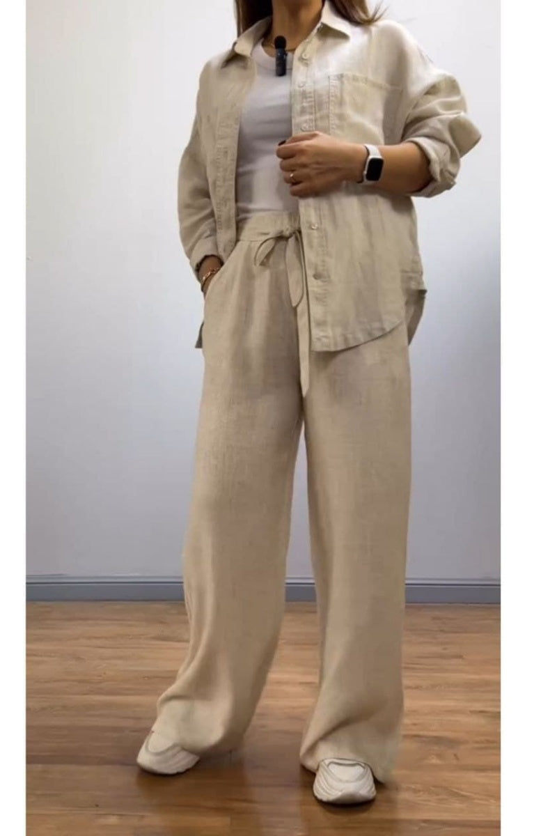 Lace-Up Cotton And Linen Trousers