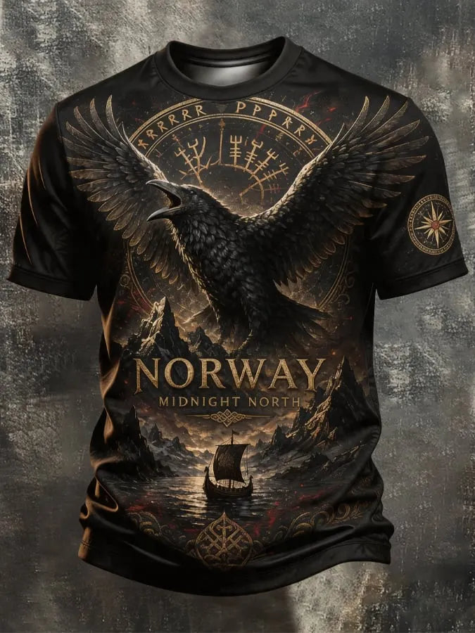 Men's Vintage Viking-Print T-Shirt