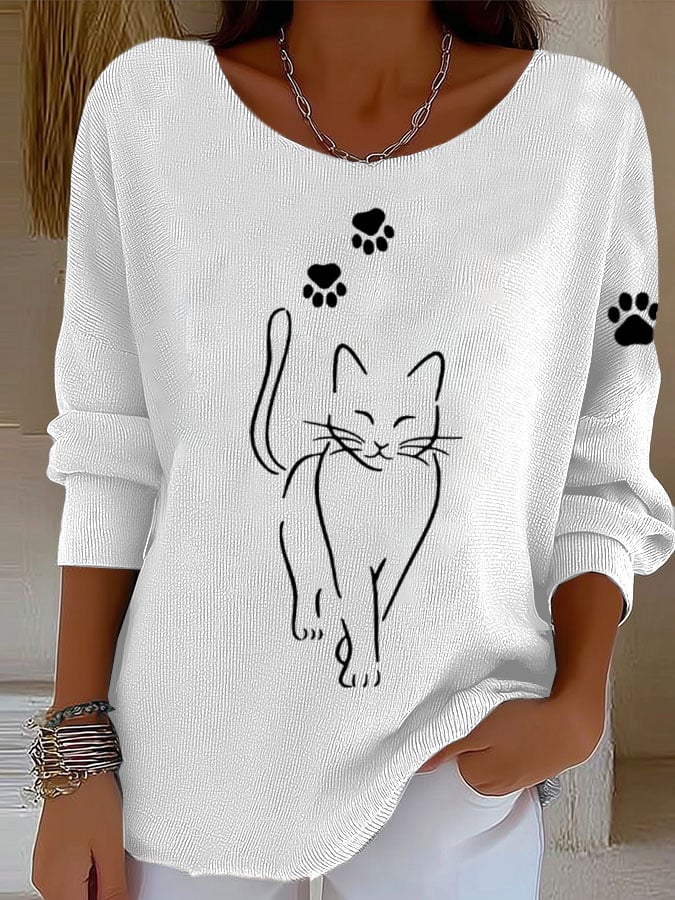 Women'S Cat Print Casual T-Shirt