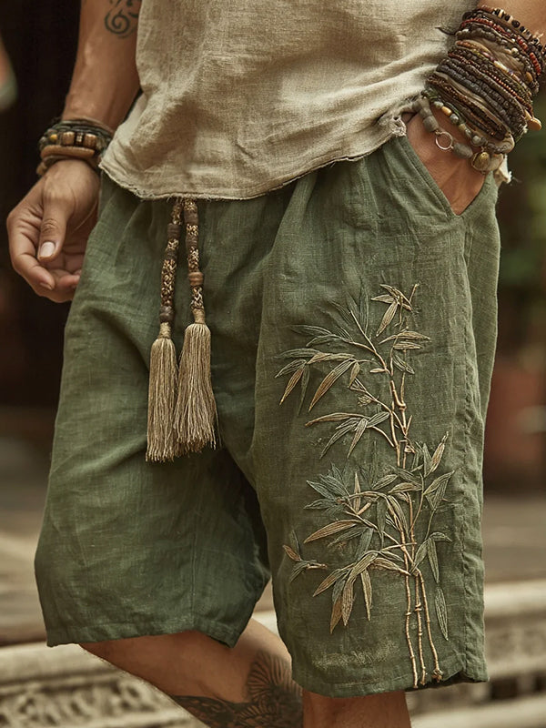 Men's Bamboo Art Print Casual Shorts