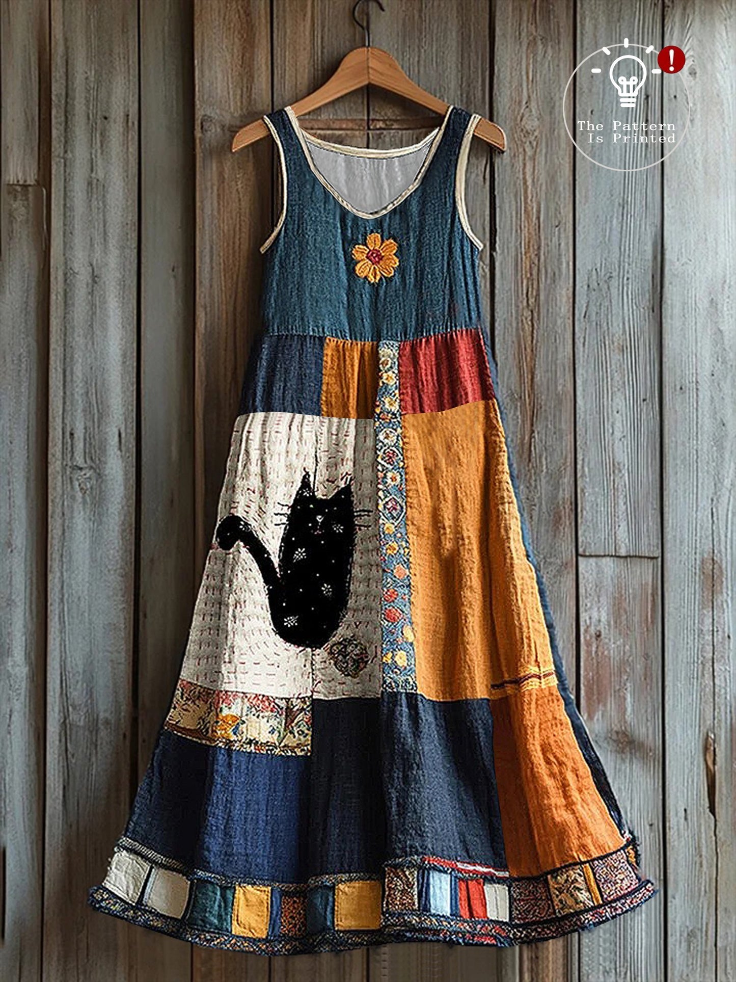 Women's Cute Cat Sleeveless Round Neck Dress