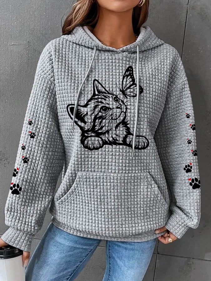 Women's Cute Cat Print Casual Sweatshirt