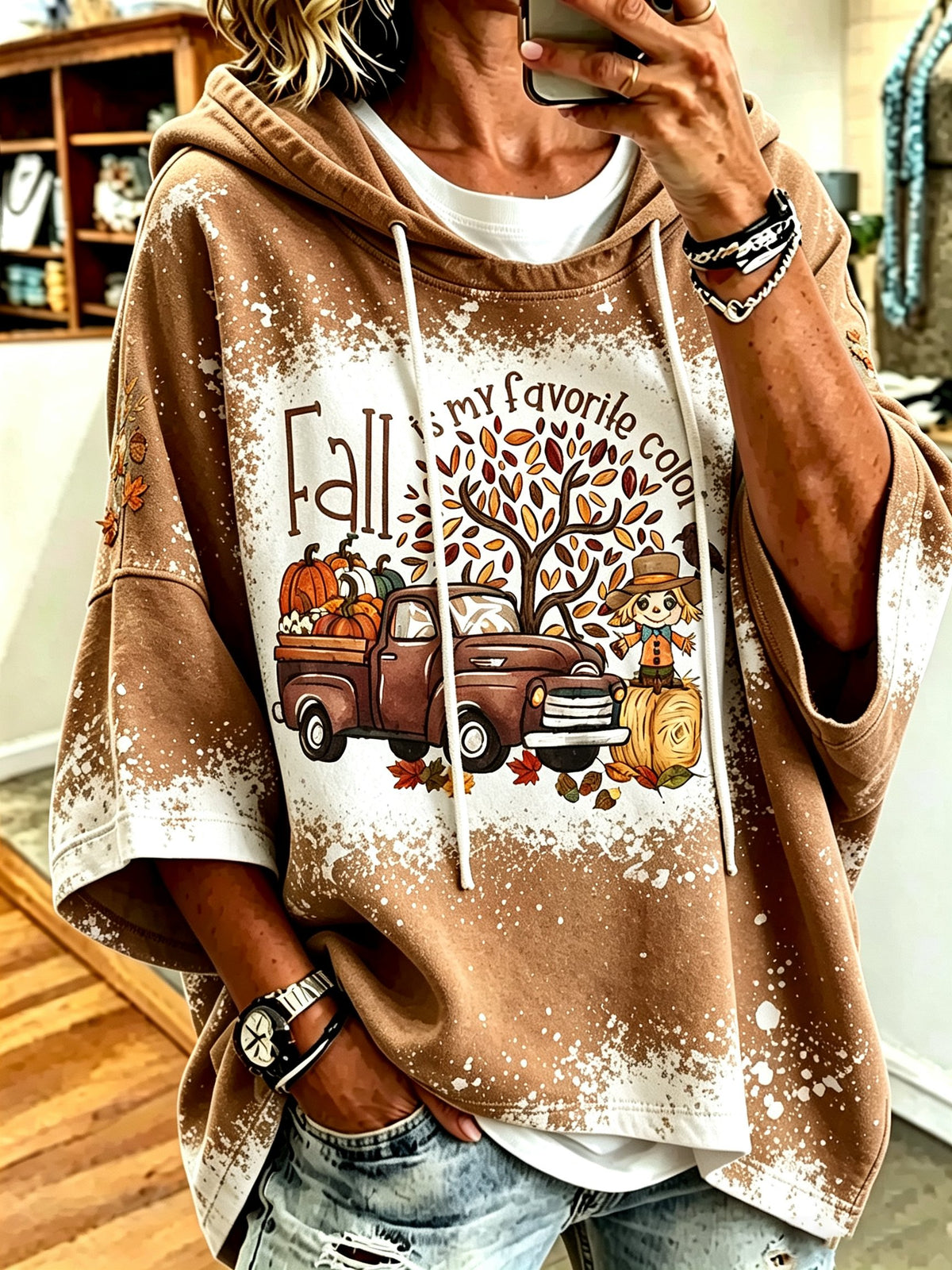 Women's Fall Is My Favorite Color Plaids Printed Hoodie