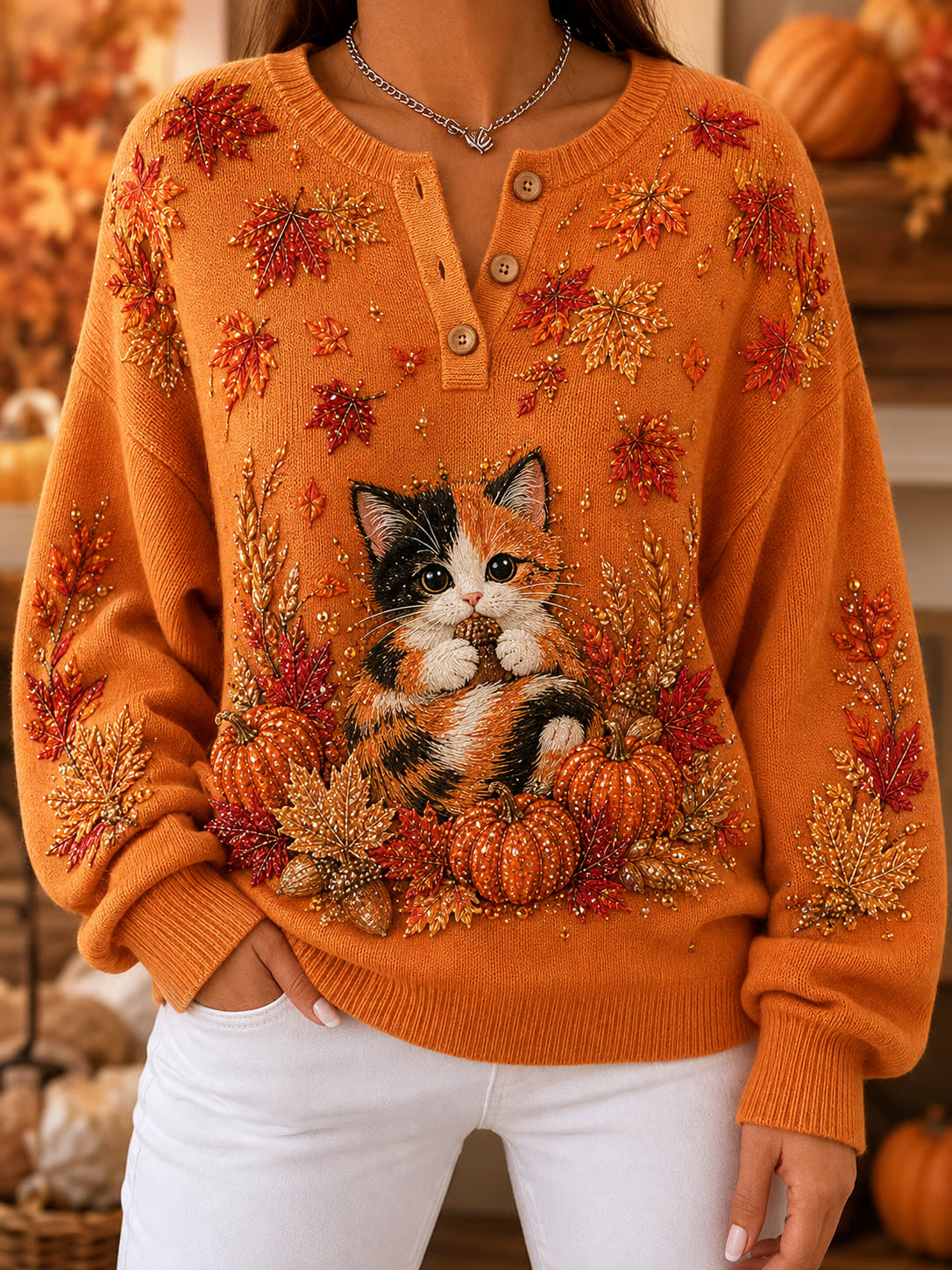 Women's Autumn Animal Print Knit Sweater