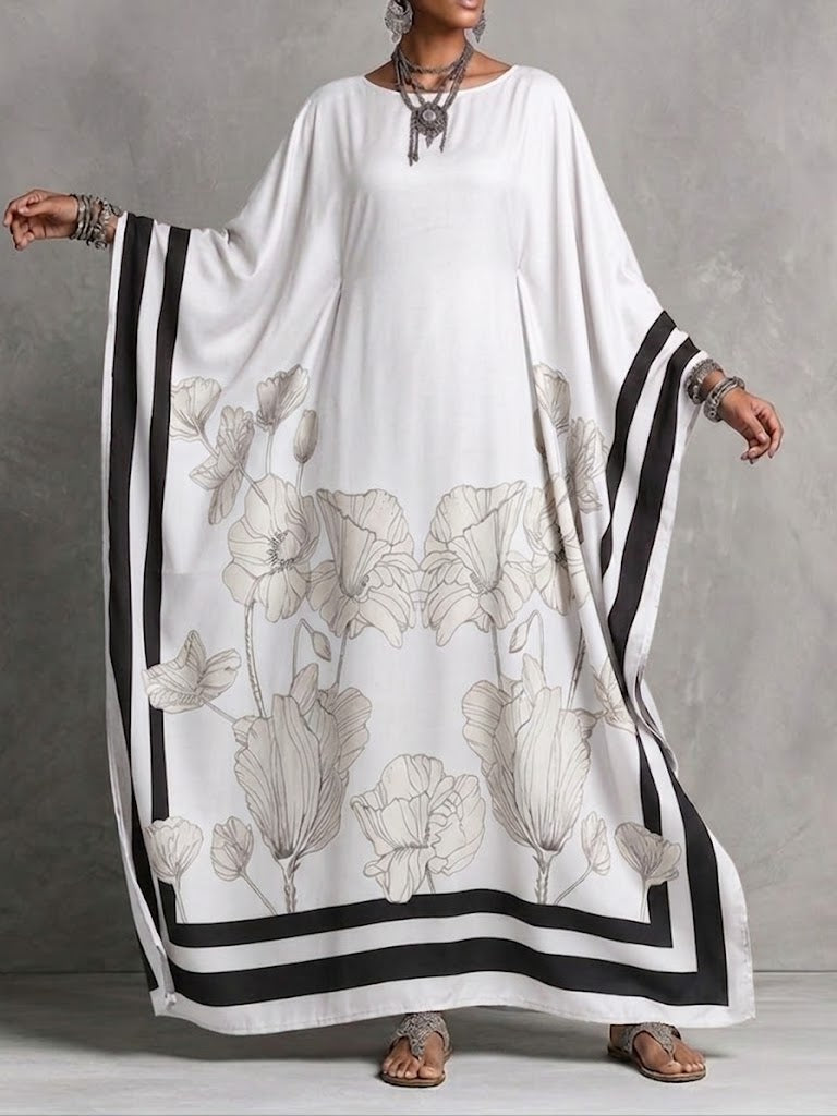 Comfortable, Stylish, And Extra-long Dress With Artistic Print