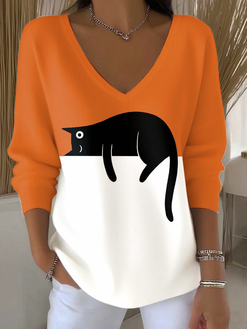 Women's Cute Cat Print Top
