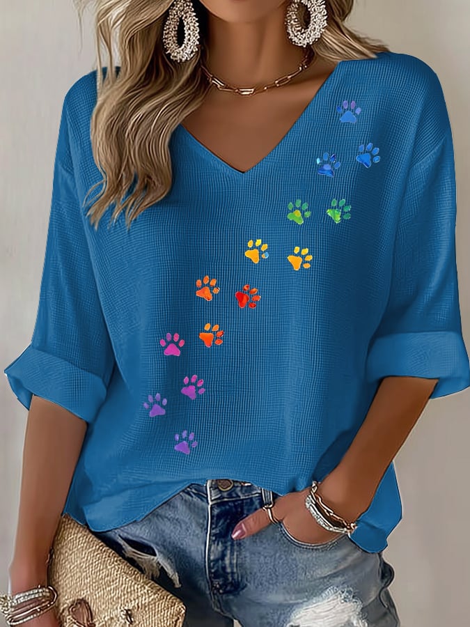 Women's Retro Animal Paw Print T-Shirt