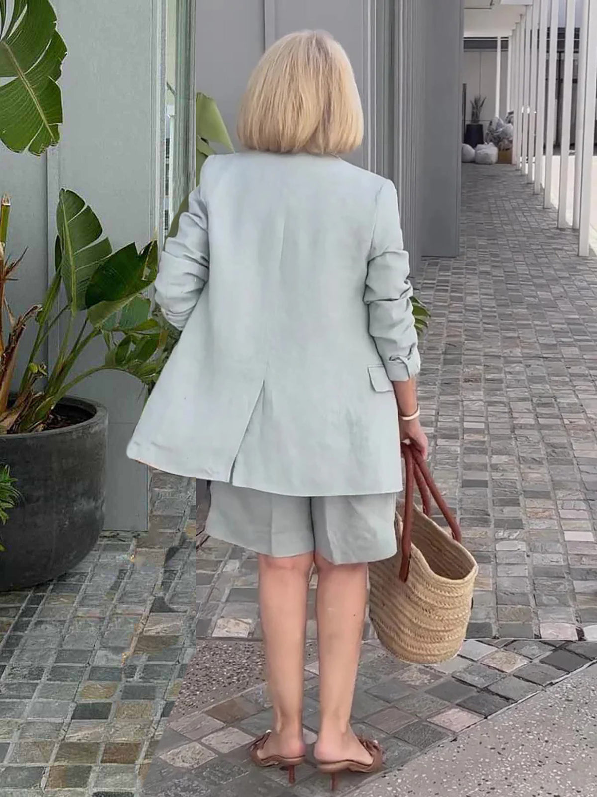 Early AutumnTwo-piece Suits Stylish Lapel Collar Suit Shorts Blazer Coat