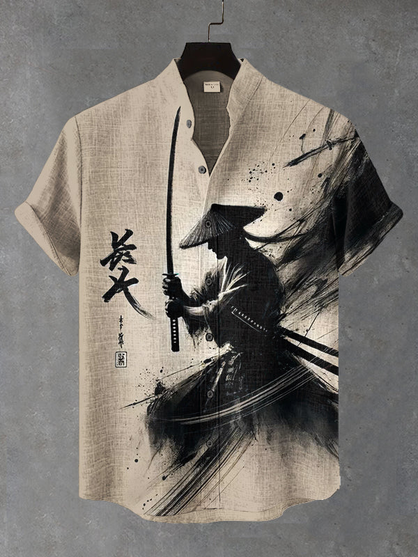 Men's The Lone Warrior Ink Art Print Short Sleeve Shirt