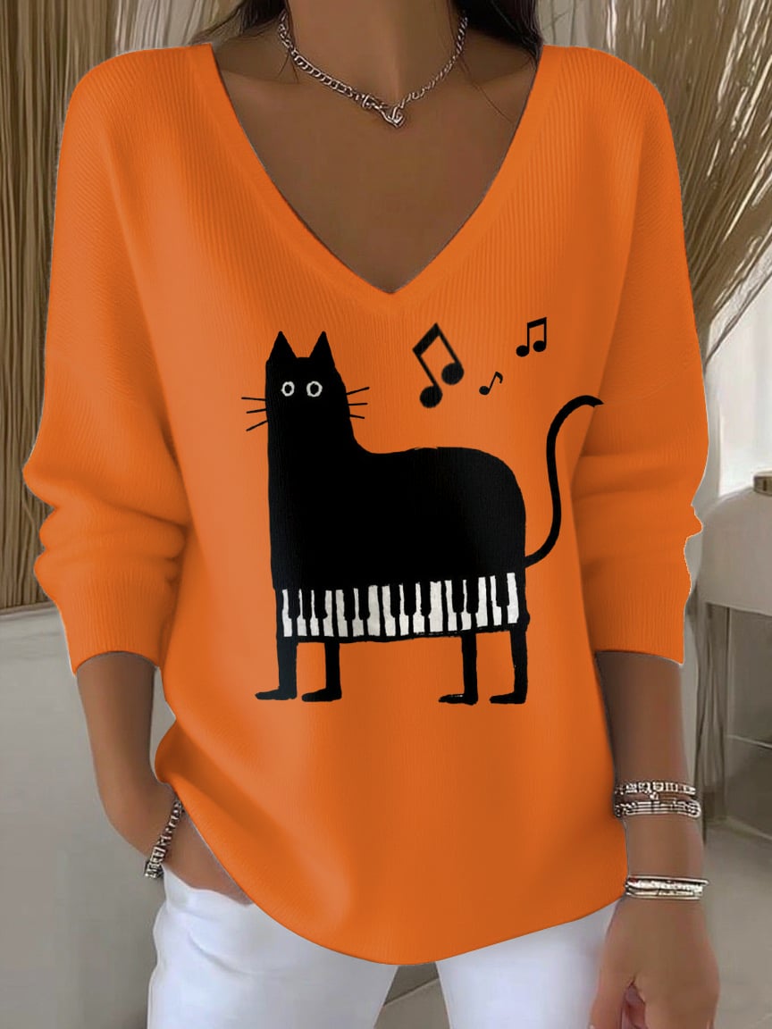 Women's Cute Cat Print Top