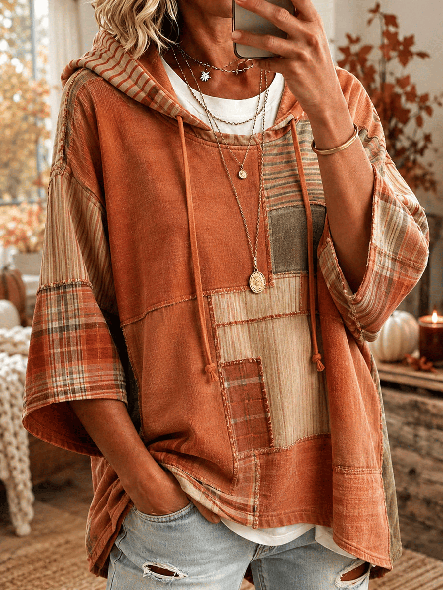 Women's Fall Patchwork Art Hoodie