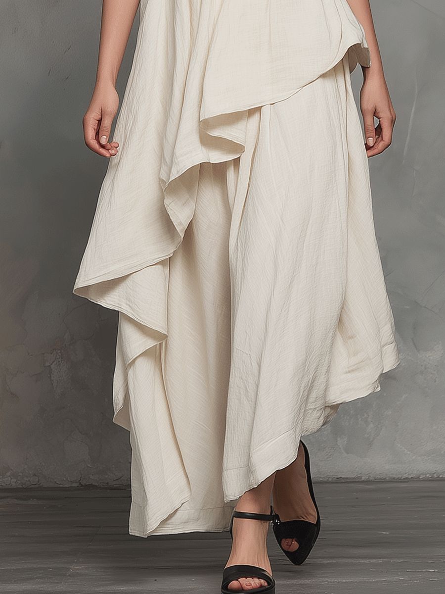 Bohemian One-Shoulder Asymmetric Layered Maxi Dress