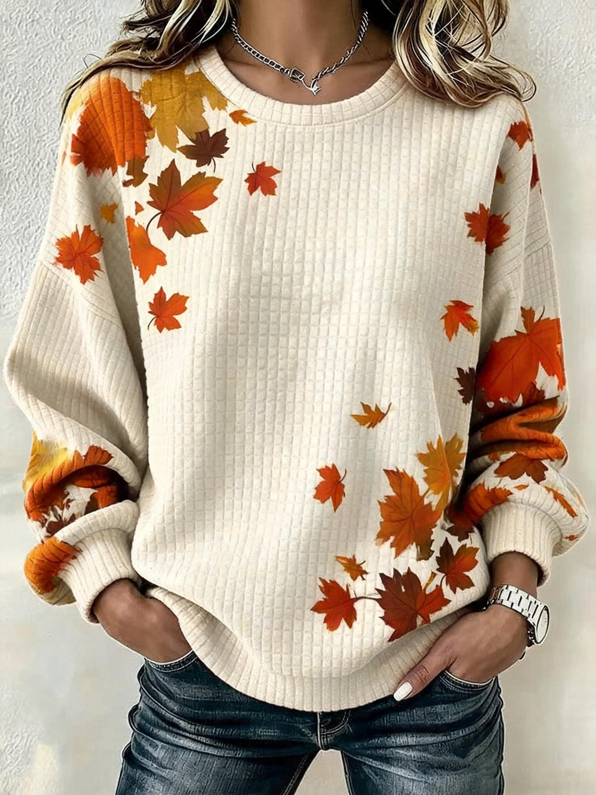 Women's Casual Print Pullover Sweatshirt