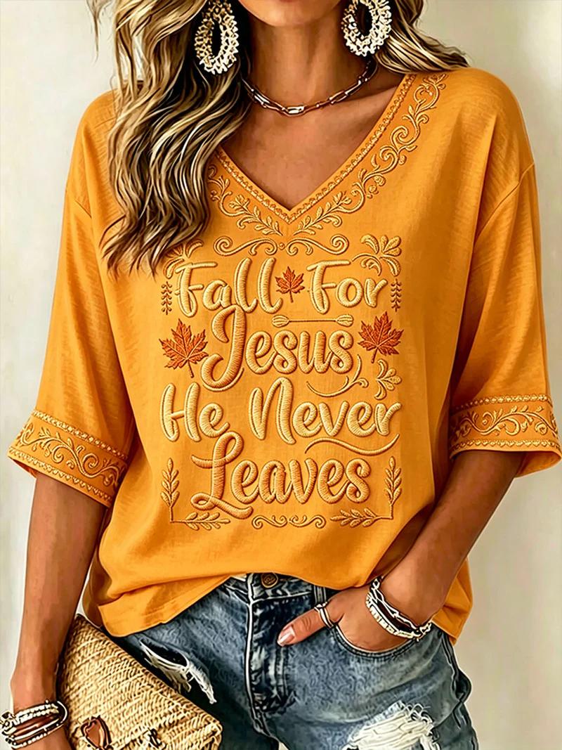 Women's Fall Casual Faith Graphic Print T-Shirt