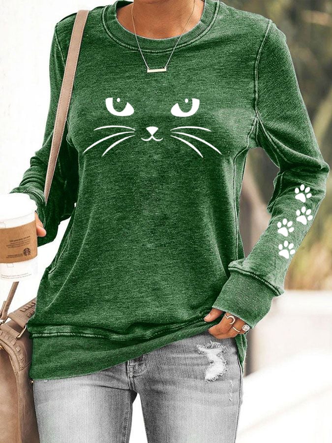 Women's Cute Cat Print Sweatshirt