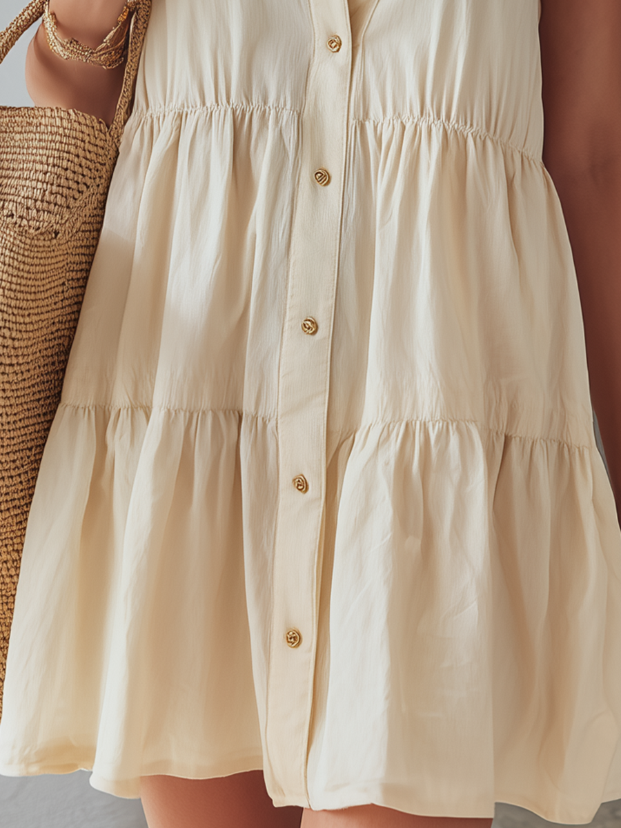 Elegant Tiered Button-Front Mini Dress