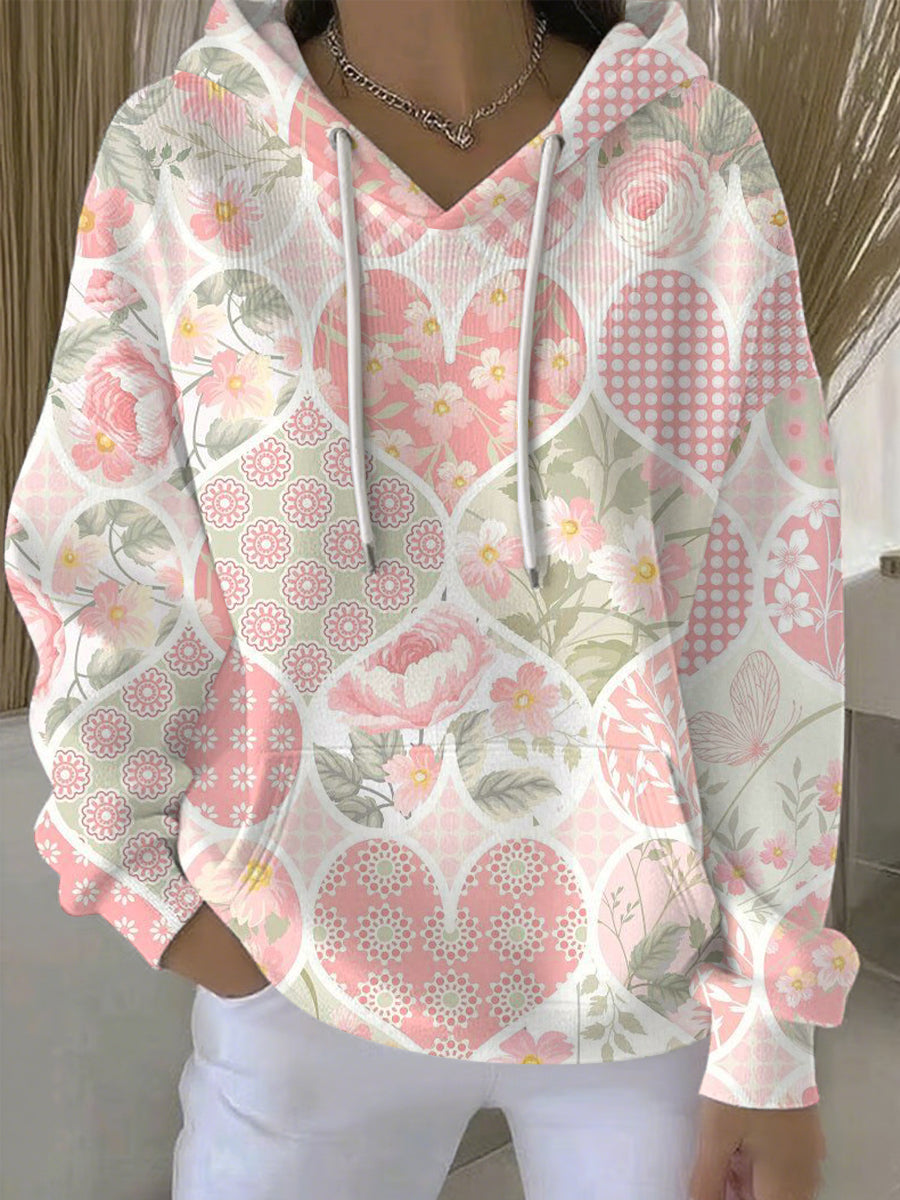 Women's Breast Cancer Pink Print Casual Hoodie