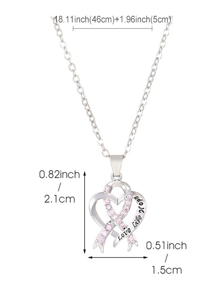 Women's Breast Cancer Awareness Pink Ribbon Necklace