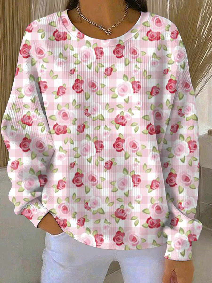 Women's Breast Cancer Pink Print Casual Sweatshirt
