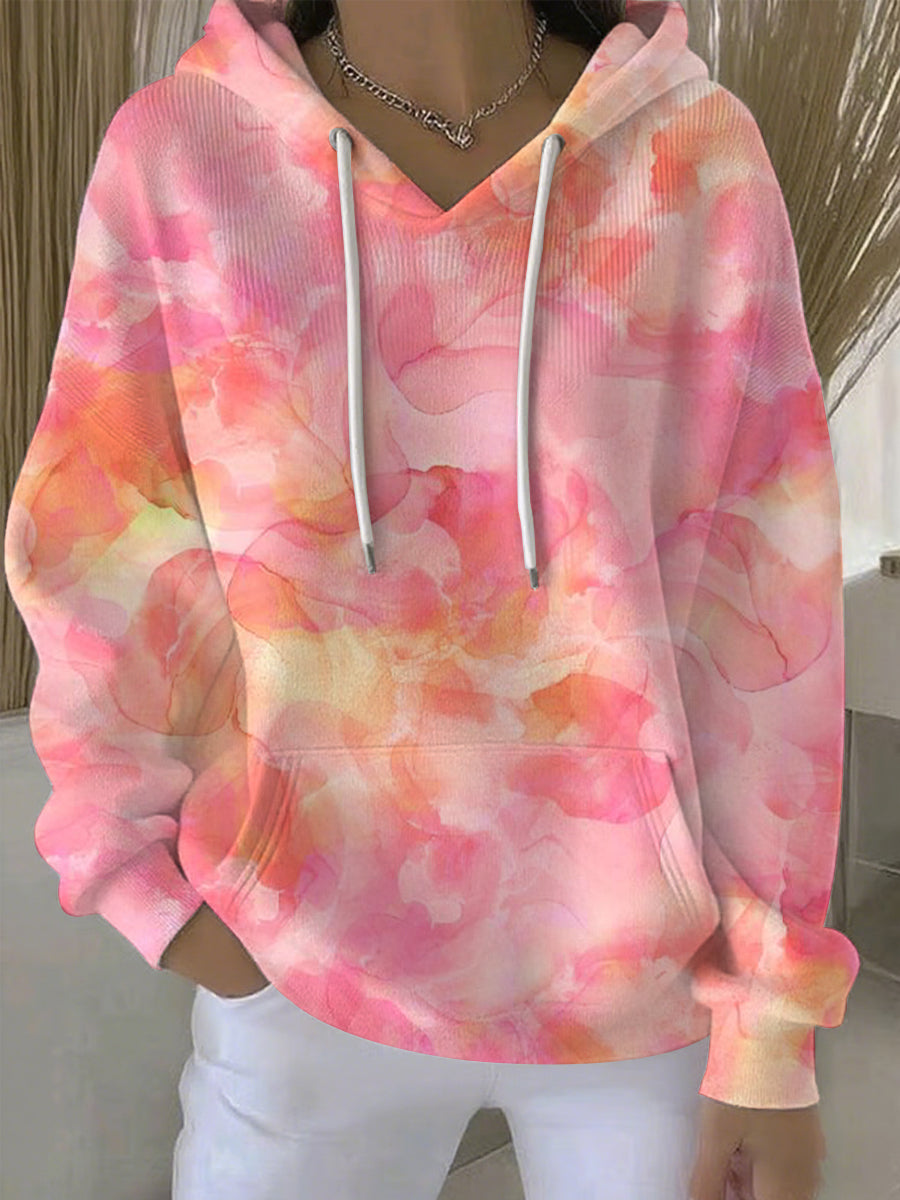 Women's Breast Cancer Pink Print Casual Hoodie