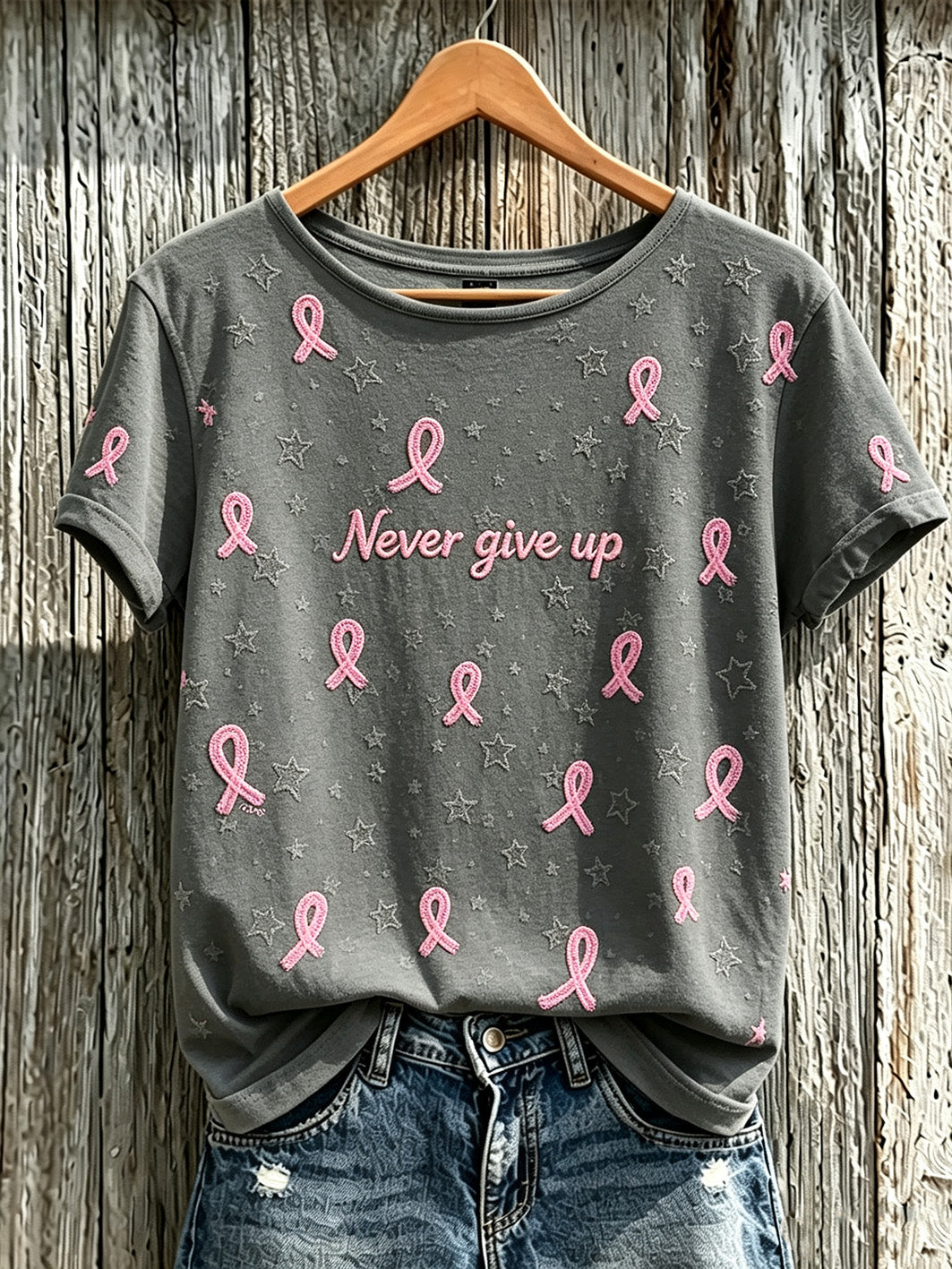 Women's breast cancer awareness main pattern printed casual short-sleeve T-shirt