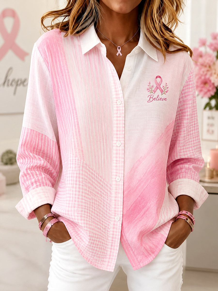 Women's We Wear Pink For Breast Cancer Awareness Long-Sleeve Shirt