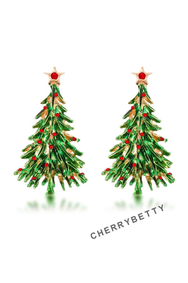 Enamel Christmas Tree Earrings