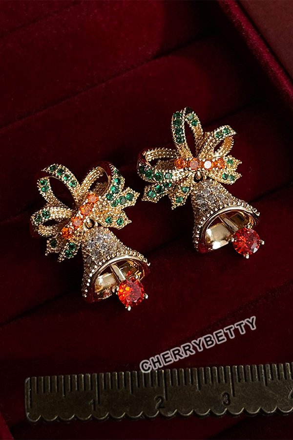 Vintage Sparkling Christmas Bell Earrings