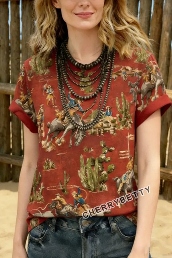 Rodeo Coegirl Print Short Sleeve T-Shirt