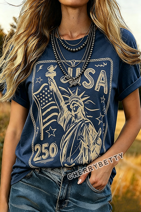USA Liberty 250th Print Short Sleeve T-Shirt