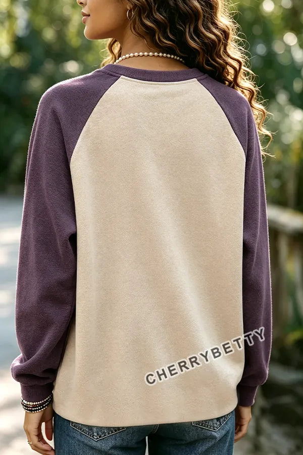 Colorful Floral Pumpkin Embroidered Long Sleeve Halloween Sweatshirt