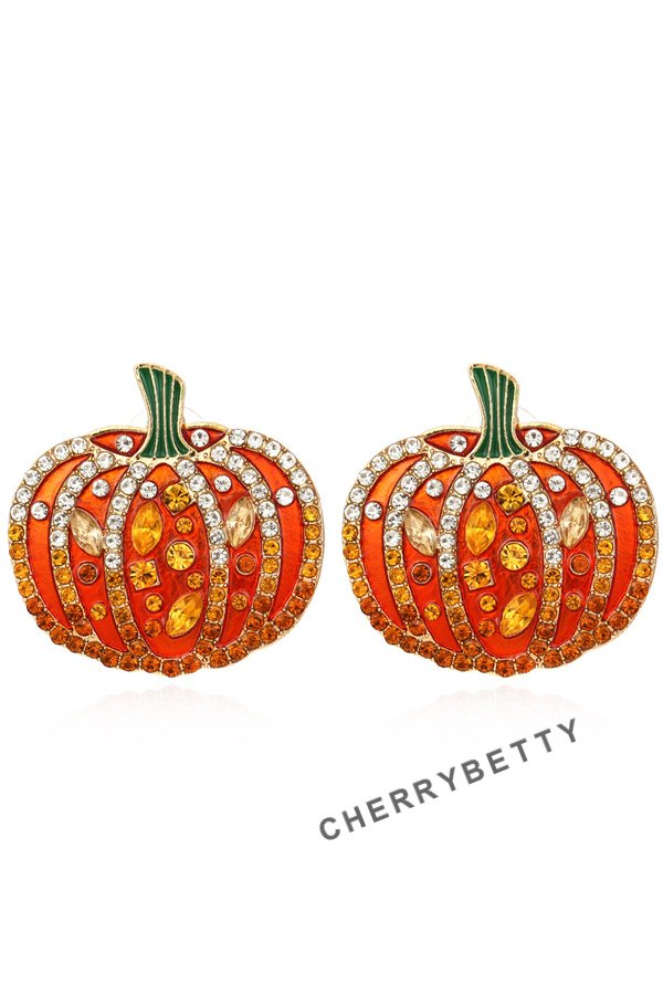 Rhinestone Pumpkin Earrings