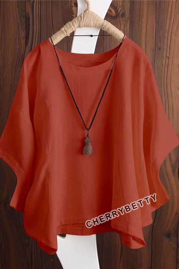 Solid Batwing Sleeve Loose T-Shirt