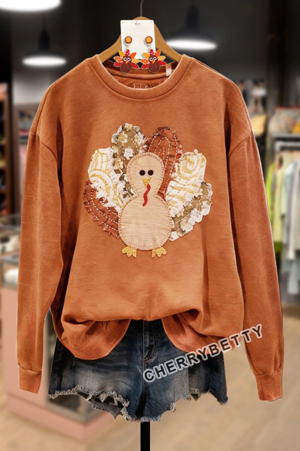 Mixed Turkey Print Thanksgiving Sweatshirt