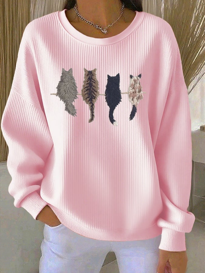 Women's Cute Cat Print Long Sleeve Top