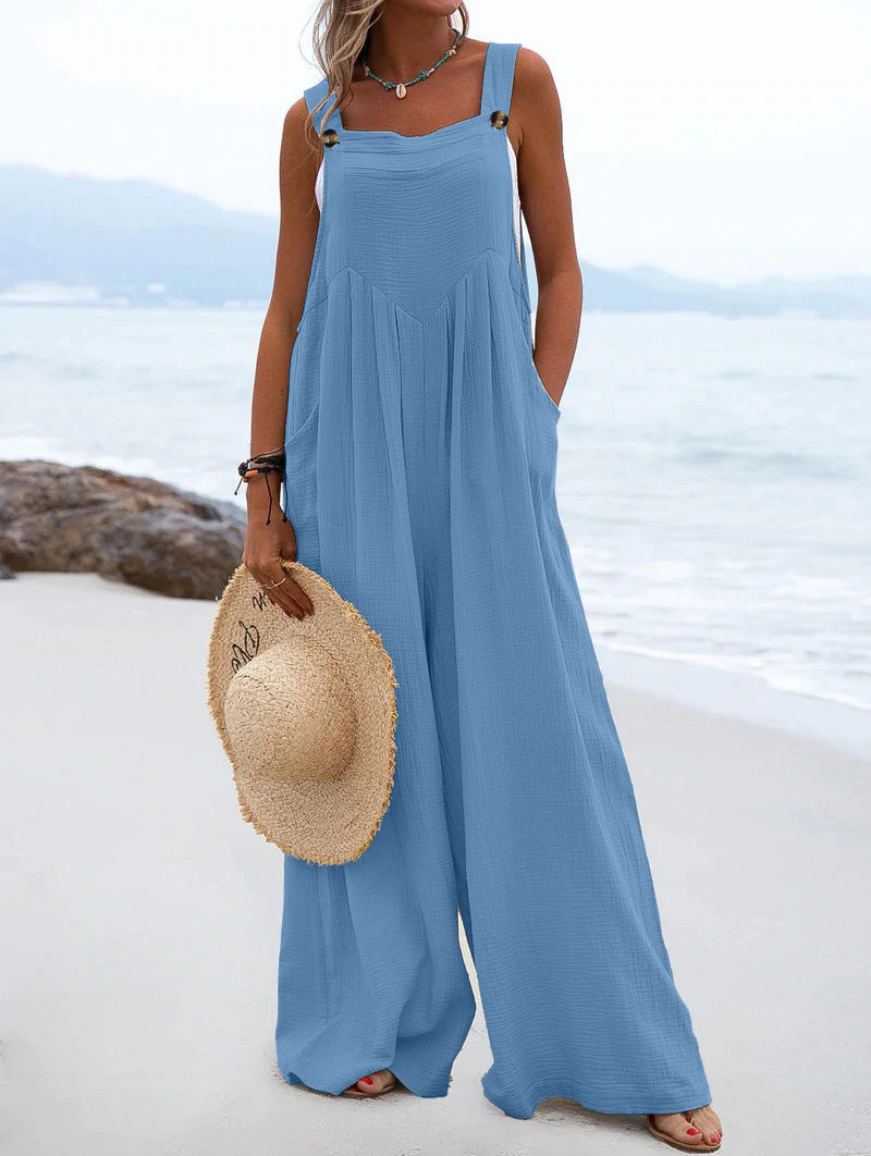 Women'S Multicolor Fashion Button Solid Color Wide Leg Jumpsuit