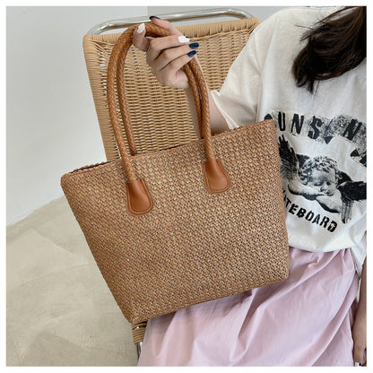 Large Capacity Woven Hand-Carrying Big Shoulder Bag