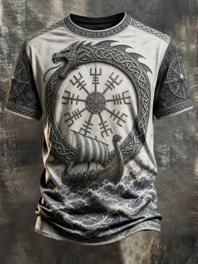 Men's Vintage Viking-Print T-Shirt
