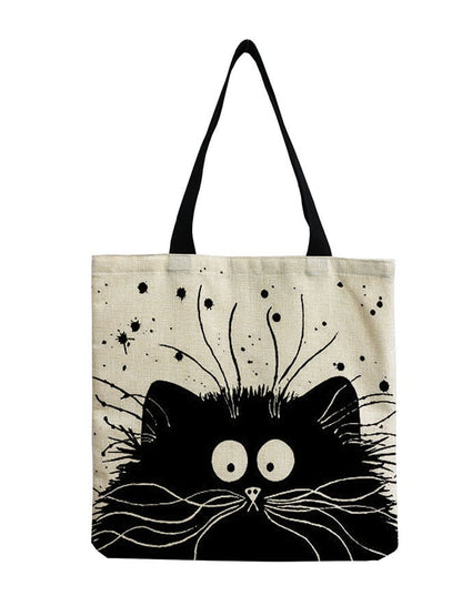 Fried Hair Cat Print Tote Bag