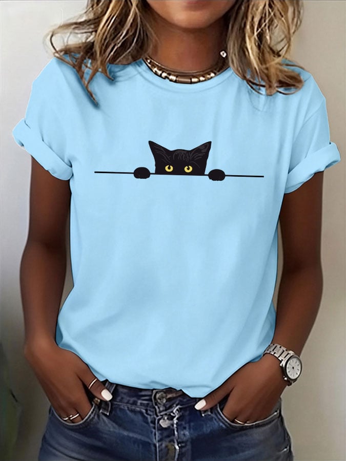 Women's Cat Print T-Shirt